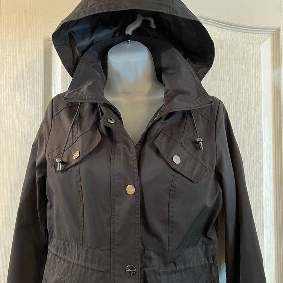 Kenneth Cole Black Raincoat with Removable Hood - Picture 1 of 8
